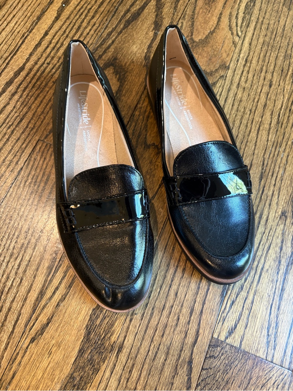 Life Stride Black Patent & Leather Women's Loafers